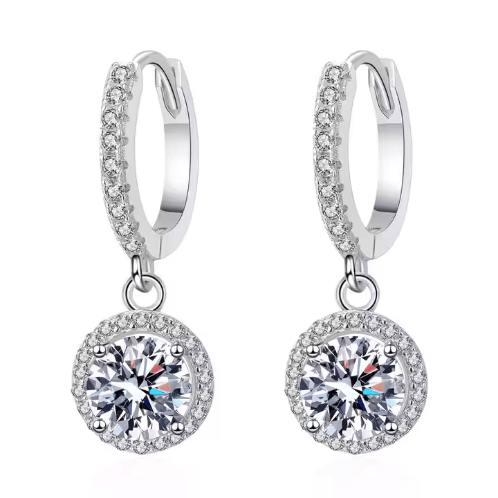 2.160Ct Round Cut Moissanite Drops Earring