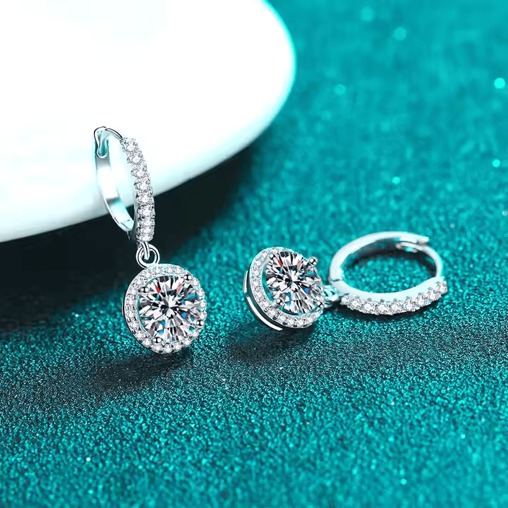 2.160Ct Round Cut Moissanite Drops Earring