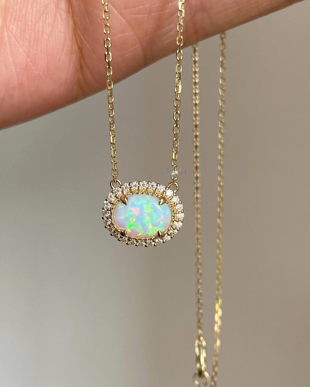 Dainty White Opal Necklace