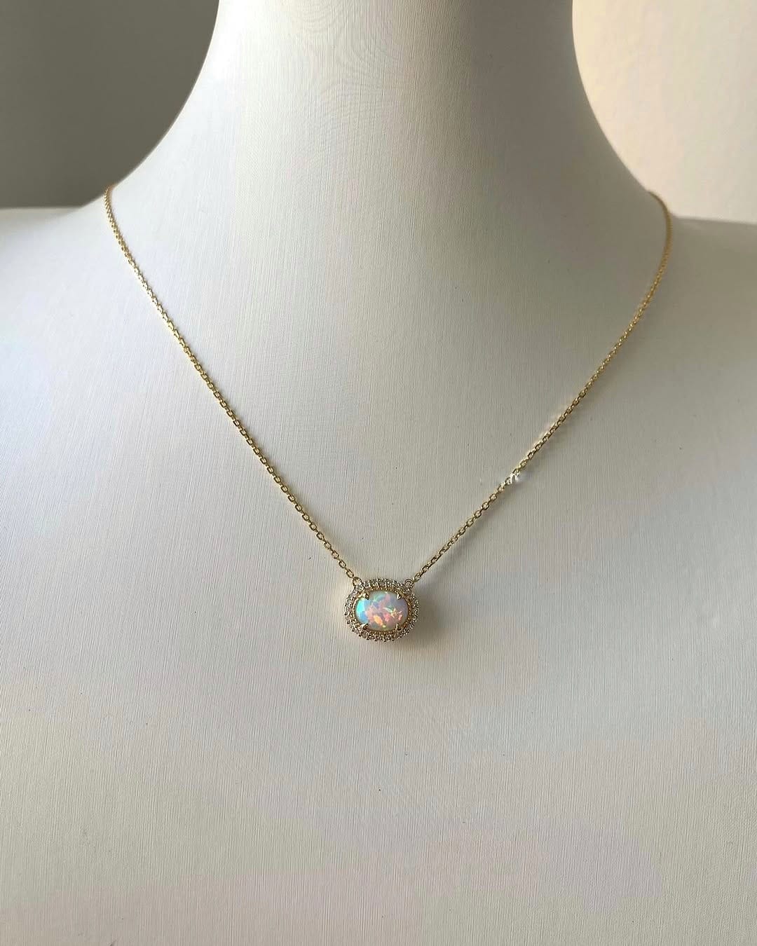 Dainty White Opal Necklace