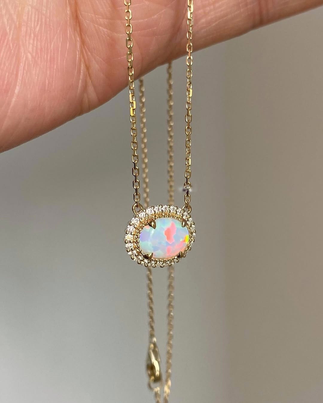 Dainty White Opal Necklace