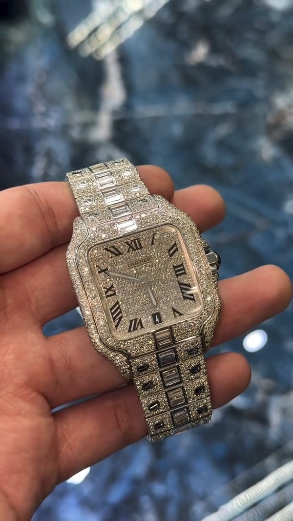 Cartier Santos Moissanite Diamond Watch | vvs moissanite watch W 191