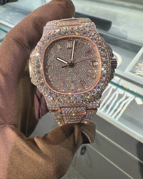 P Moissanite Diamond Watch | Moissanite watch | Custom Made diamond watch | W 193