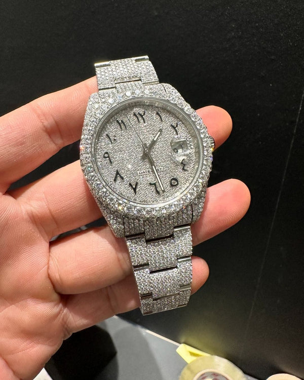 R Moissanite Diamond Watch | Moissanite watch | Custom Made diamond watch |  W 200