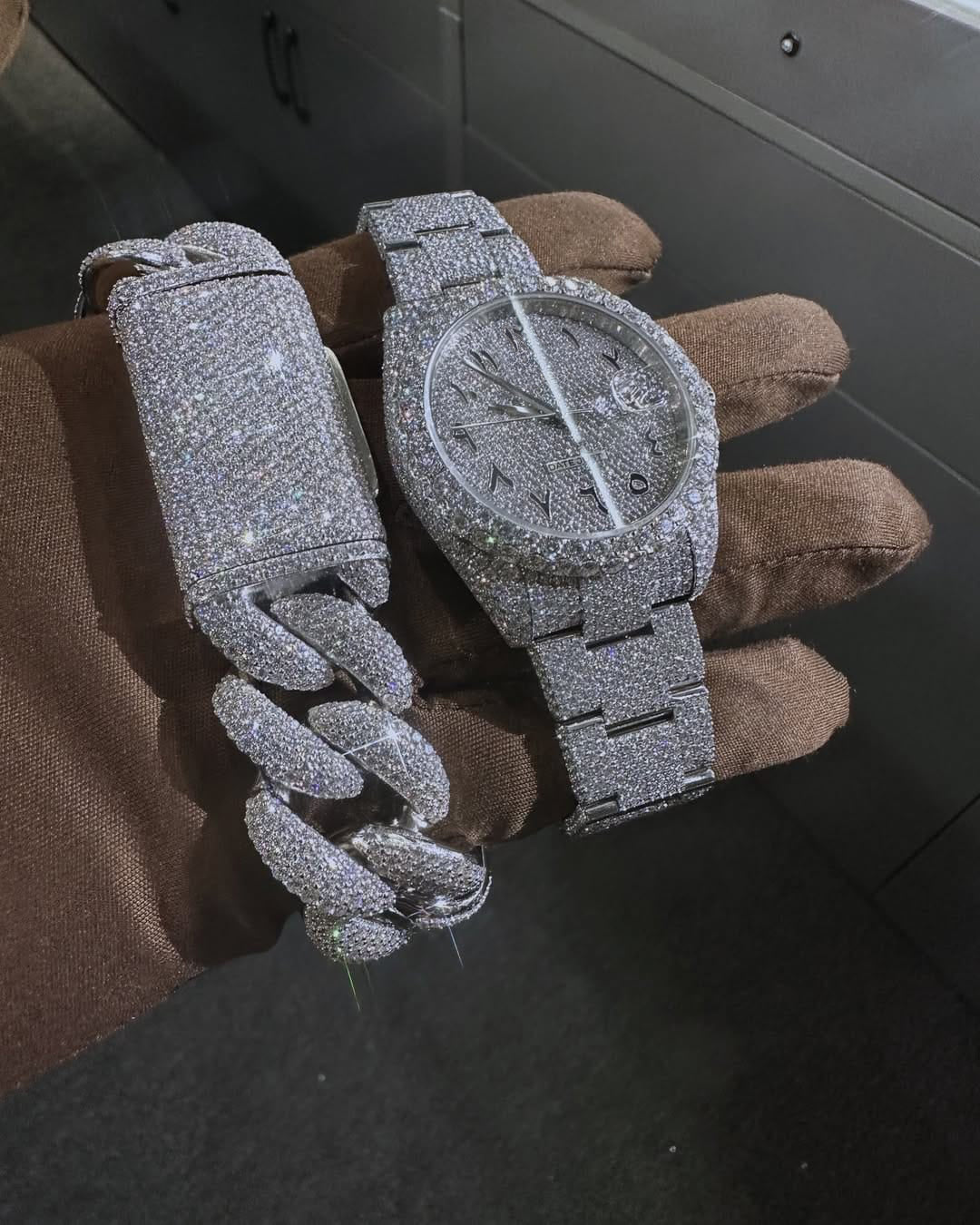Custom Made diamond watch & Bracelet set W 204