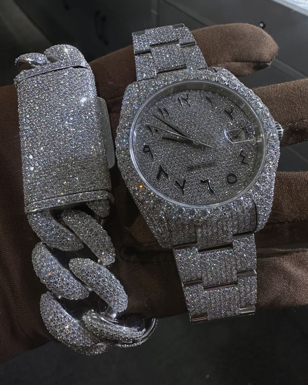 Custom Made diamond watch & Bracelet set W 204