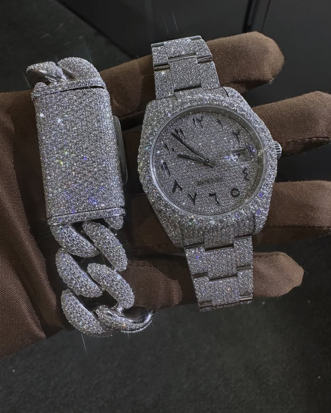 Custom Made diamond watch & Bracelet set W 204