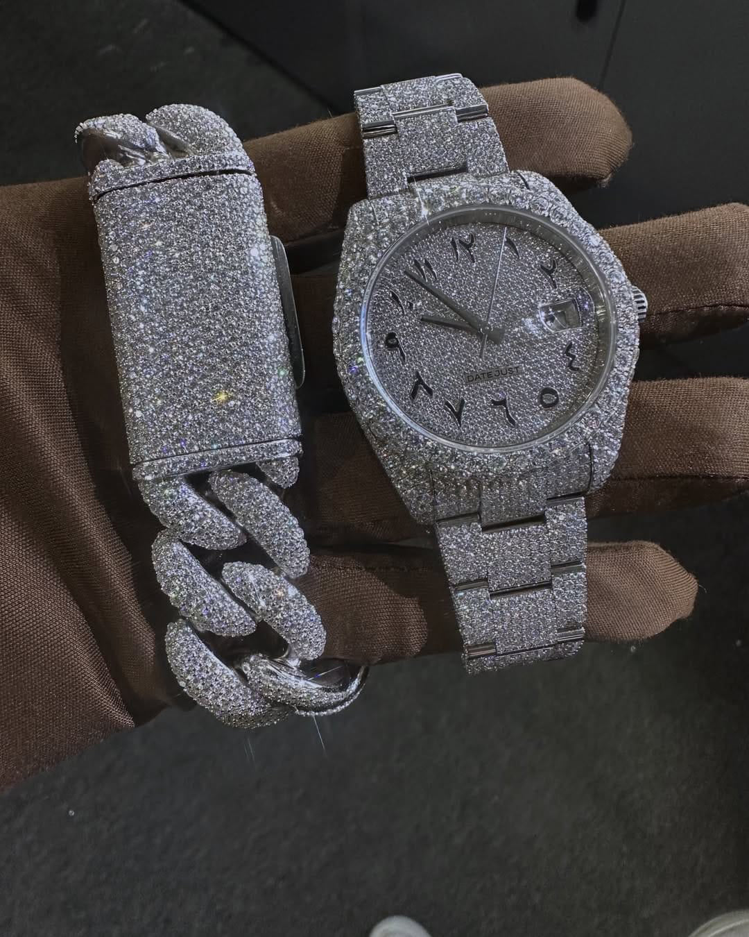 Custom Made diamond watch & Bracelet set W 204