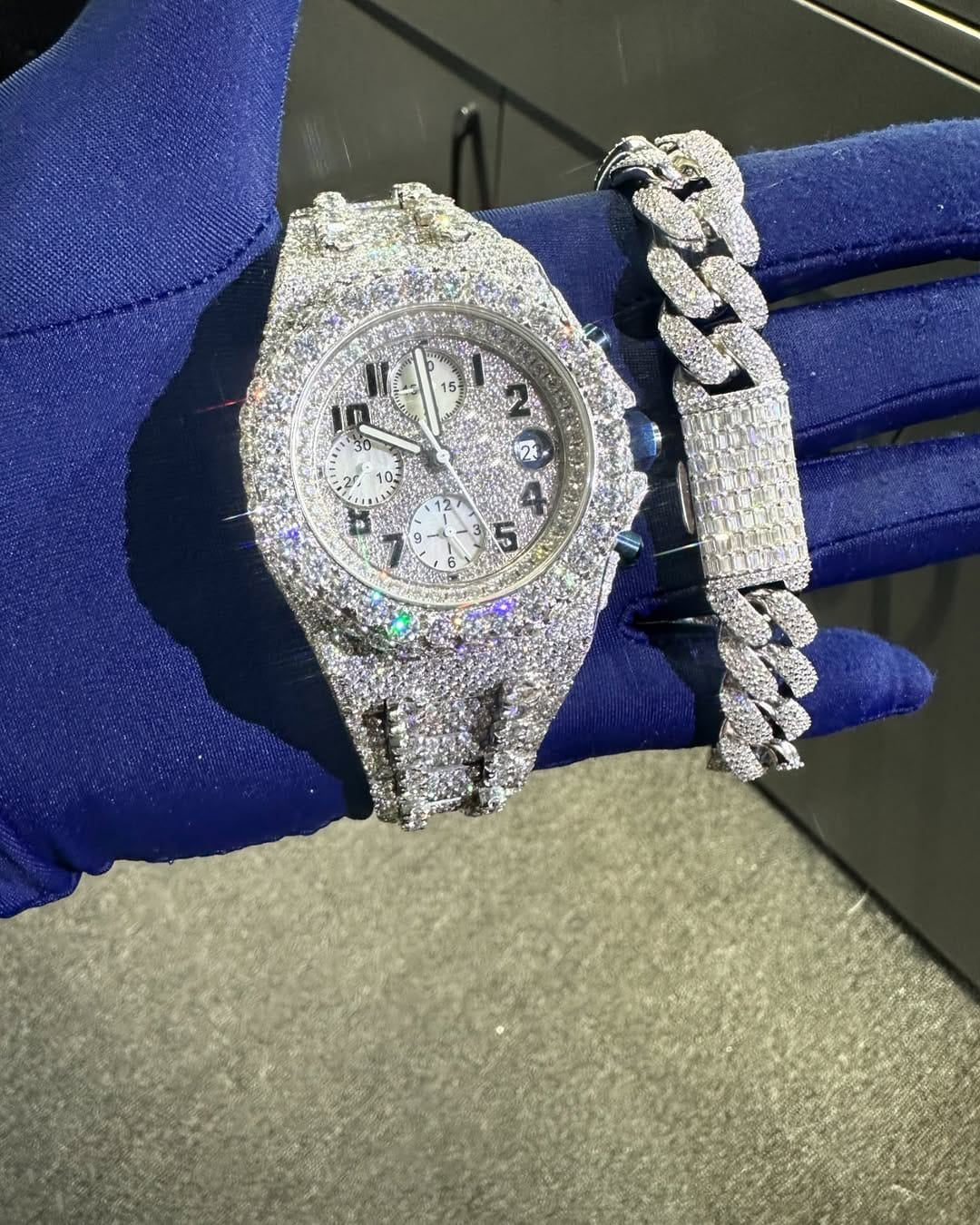 Custom Made diamond watch & Bracelet set W 206
