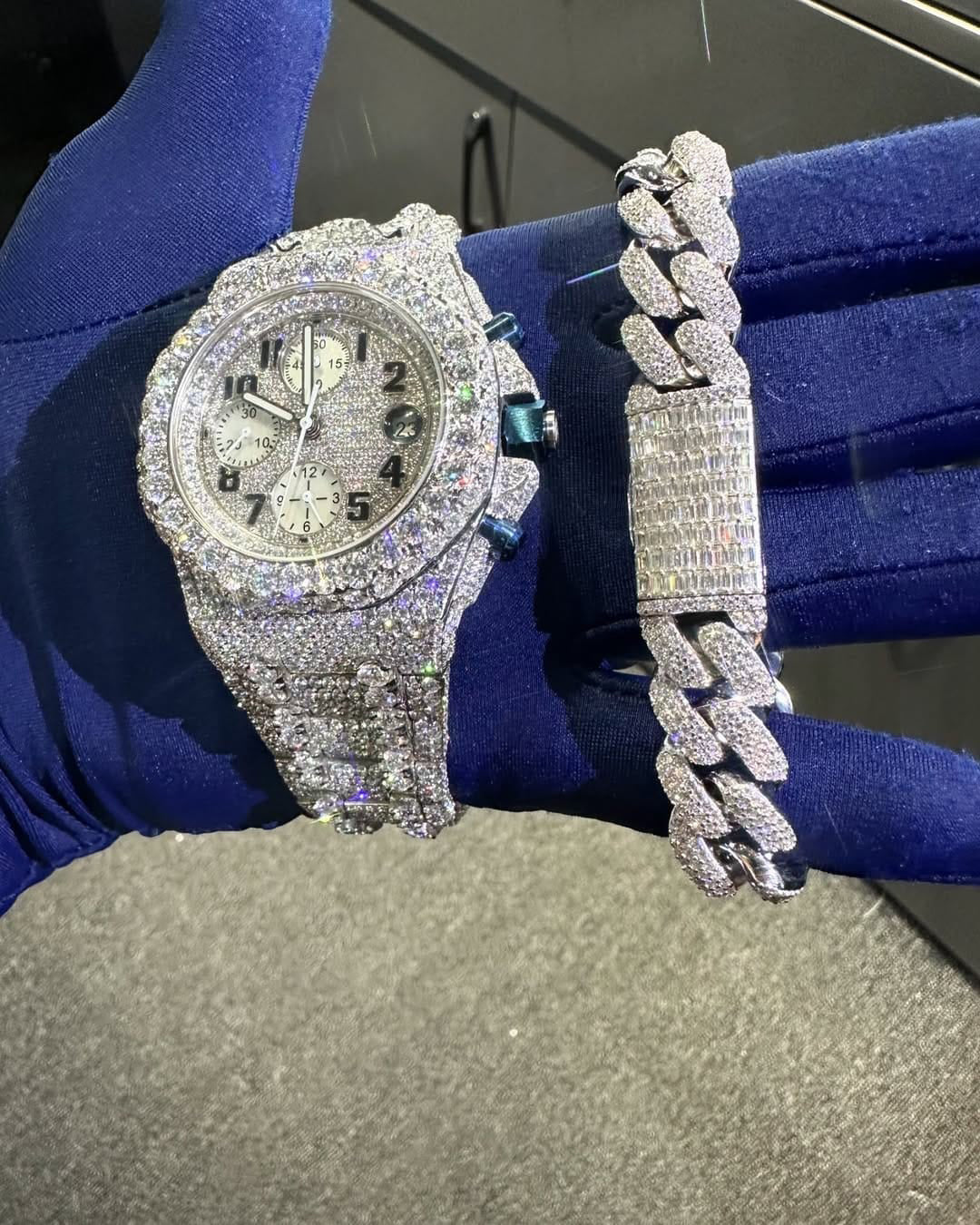 Custom Made diamond watch & Bracelet set W 206
