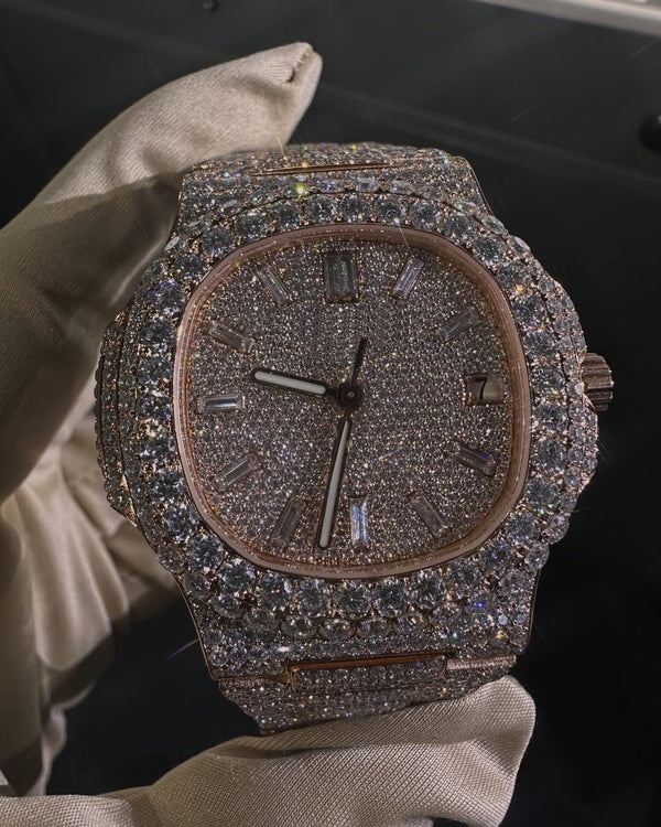 P Moissanite Diamond Watch | Moissanite watch | Custom Made diamond watch | W 208