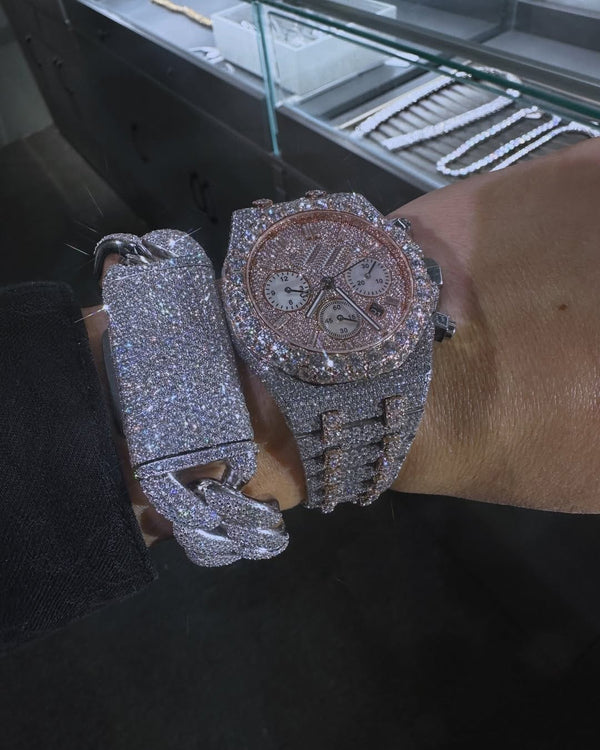 A Moissanite Diamond Watch | Moissanite watch | Custom Made diamond watch & Bracelet set W 217