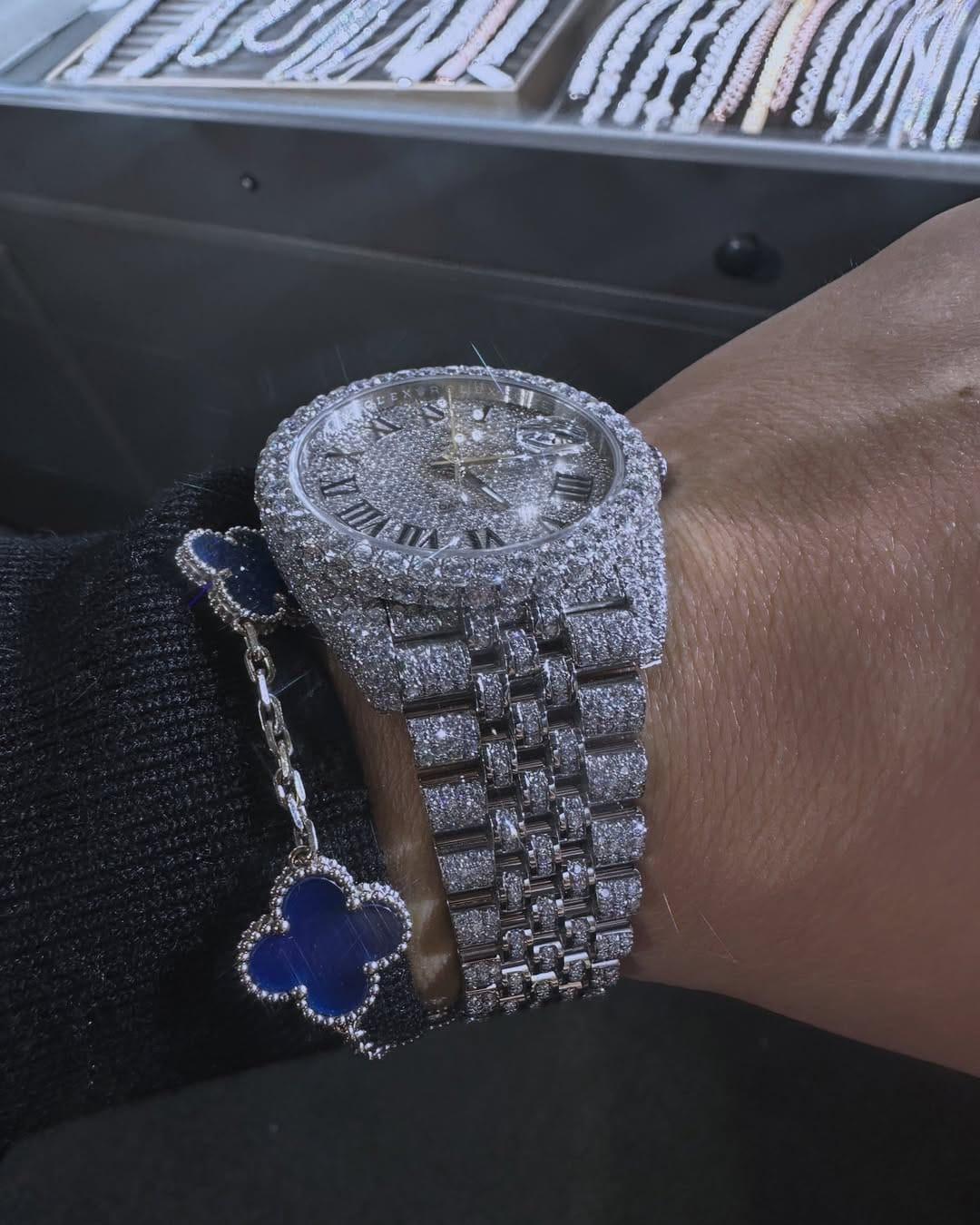 Custom Made diamond watch & Bracelet set W 218