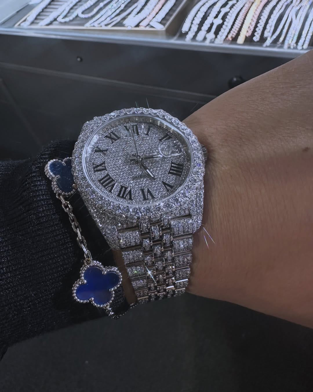 Custom Made diamond watch & Bracelet set W 218
