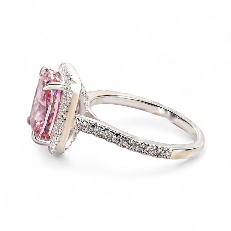 2.640 Carat Elongated Cushion Cut Pink Lab Grown Engagement Ring