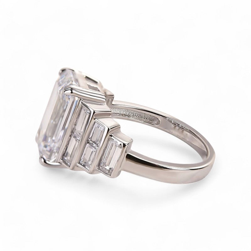 5.75CT Emerald Cut Moissanite Engagement Ring