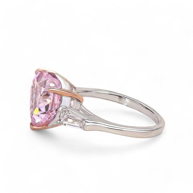 2.00ct Heart Cut Lab Grown Pink Sapphire Three Stone Engagement Ring