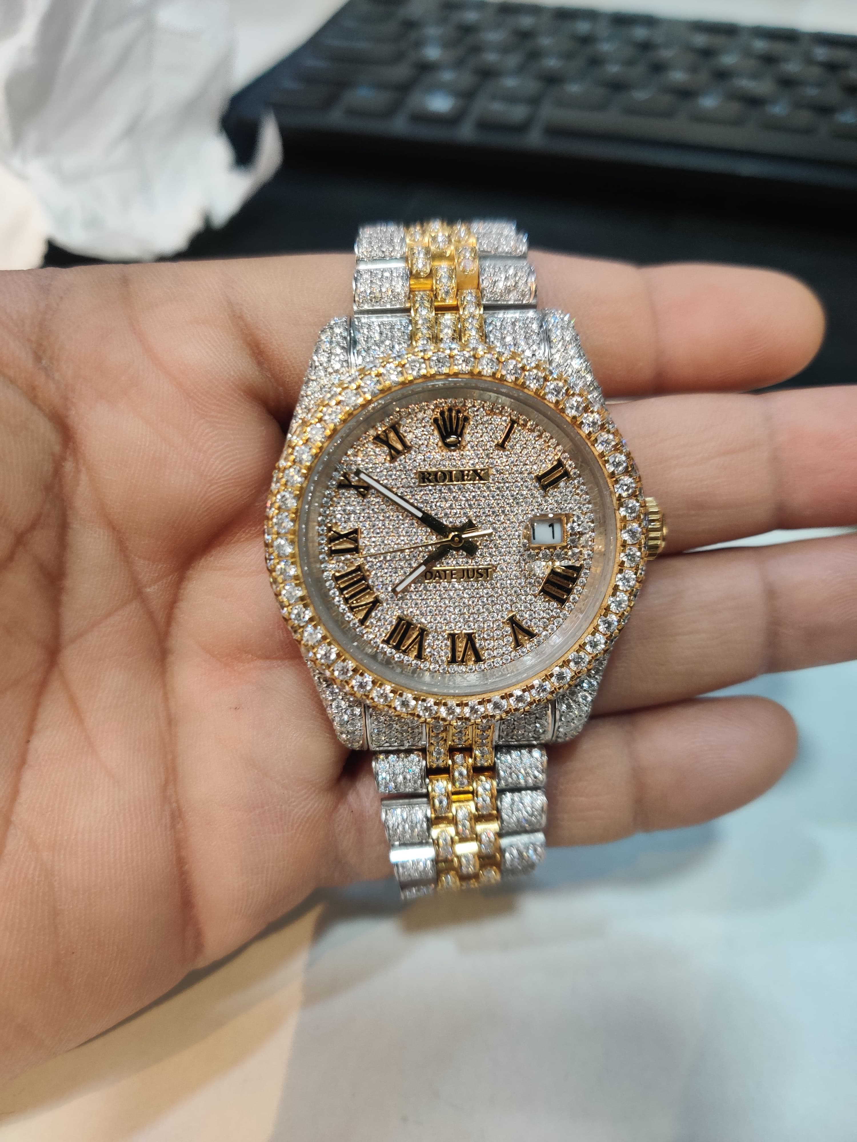 Rolex Date-Just Moissanite Diamond Watch  W 229