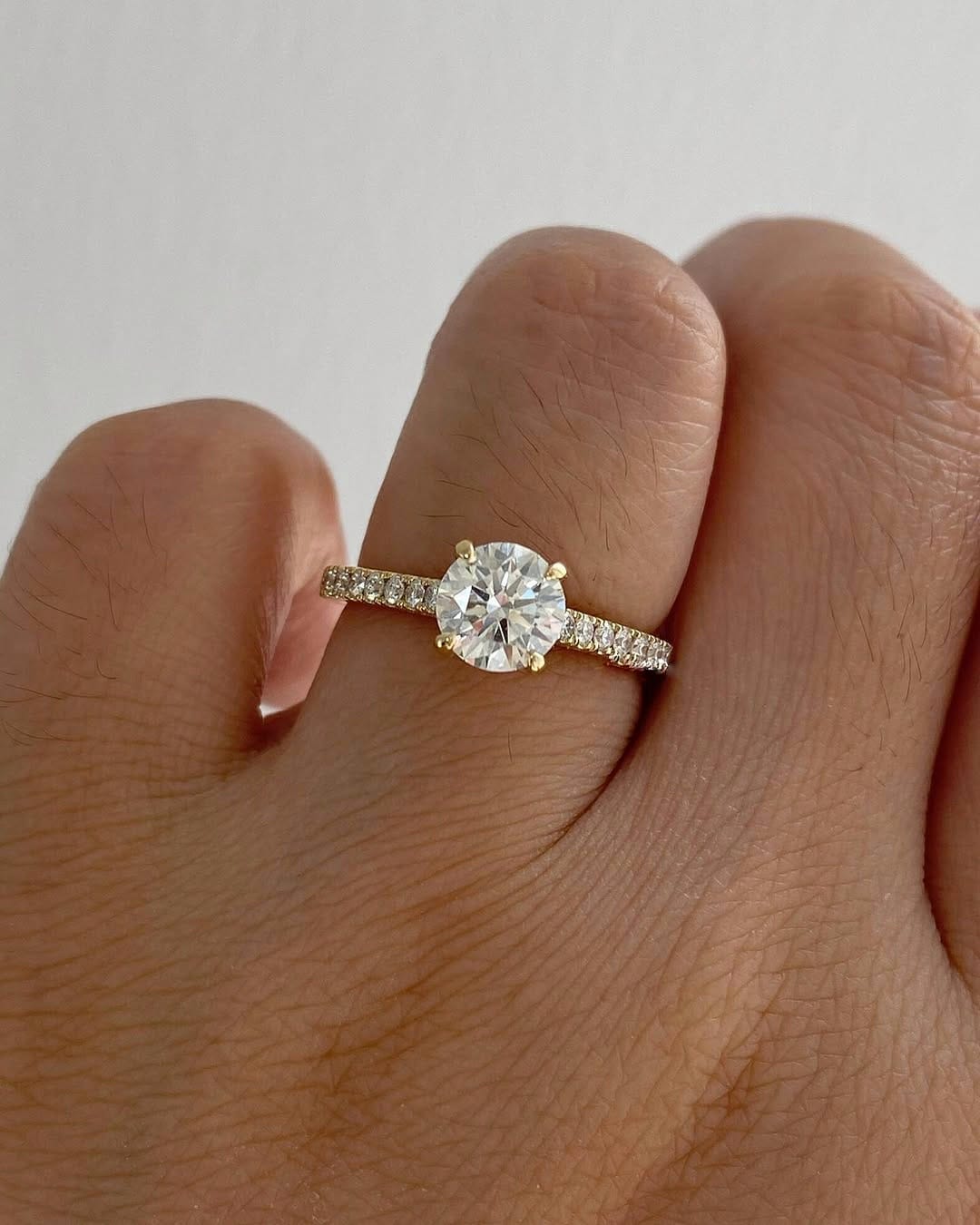 1.110ct Round Cut Moissanite Engagement Ring