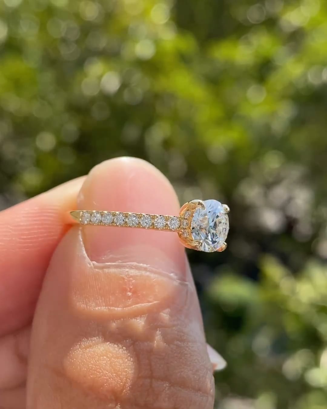 1.110ct Round Cut Moissanite Engagement Ring