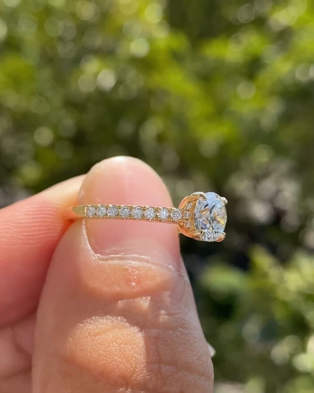 1.110ct Round Cut Moissanite Engagement Ring