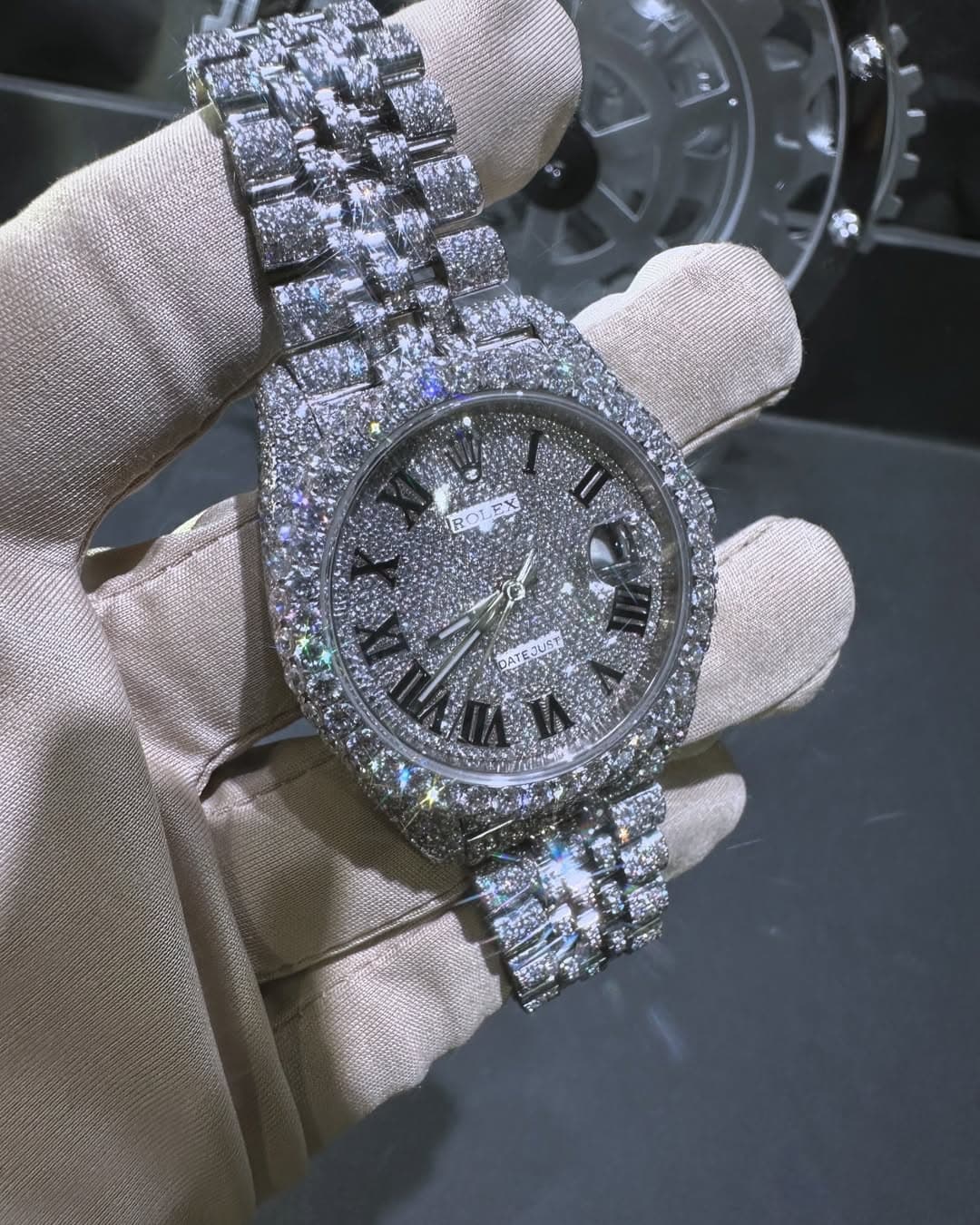 Rolex Date-Just Moissanite Diamond Watch  W 237