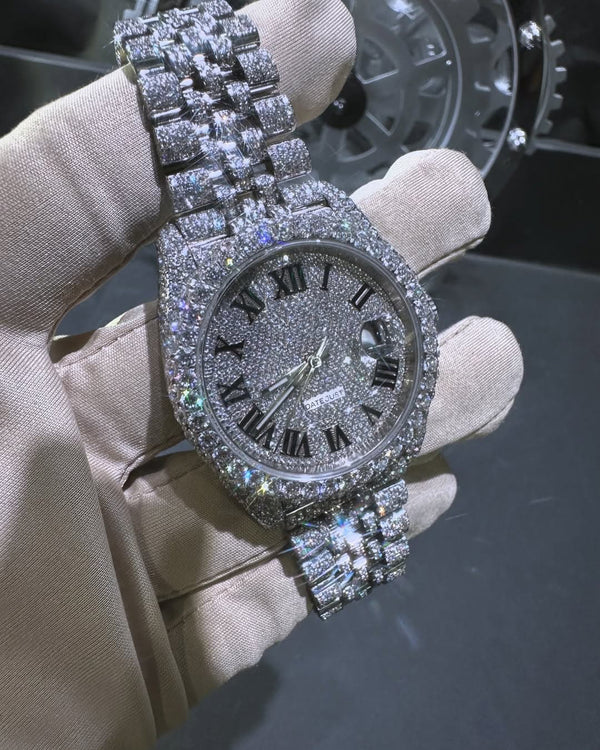 R Moissanite Diamond Watch | Moissanite watch | Custom Made diamond watch | W 237
