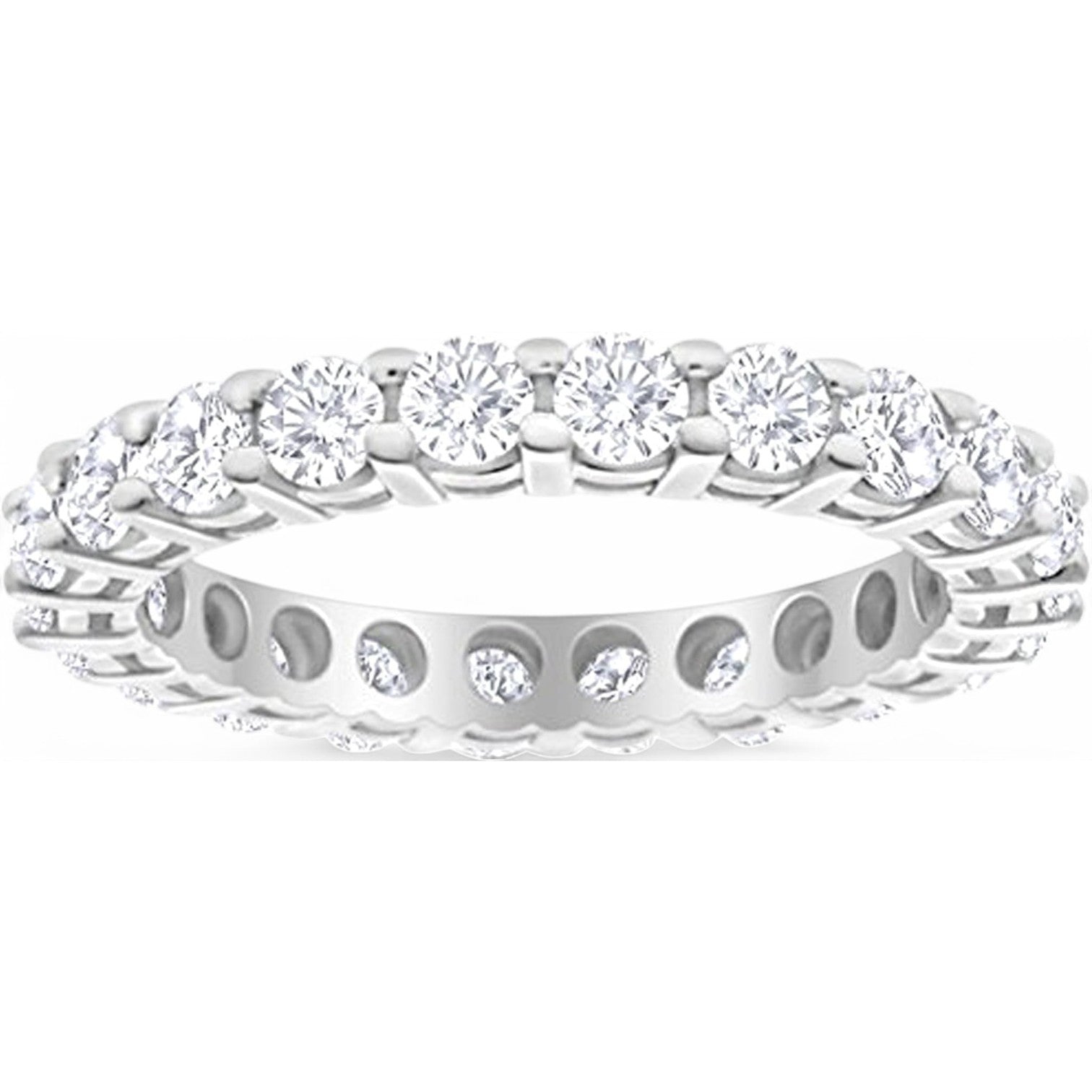 G/VS 1.70Ct Round Moissanite Full Eternity Ring 14k White White Gold