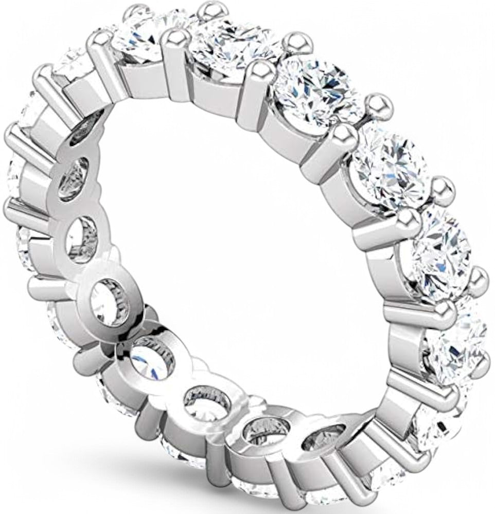 G/VS 1.70Ct Round Moissanite Full Eternity Ring 14k White White Gold