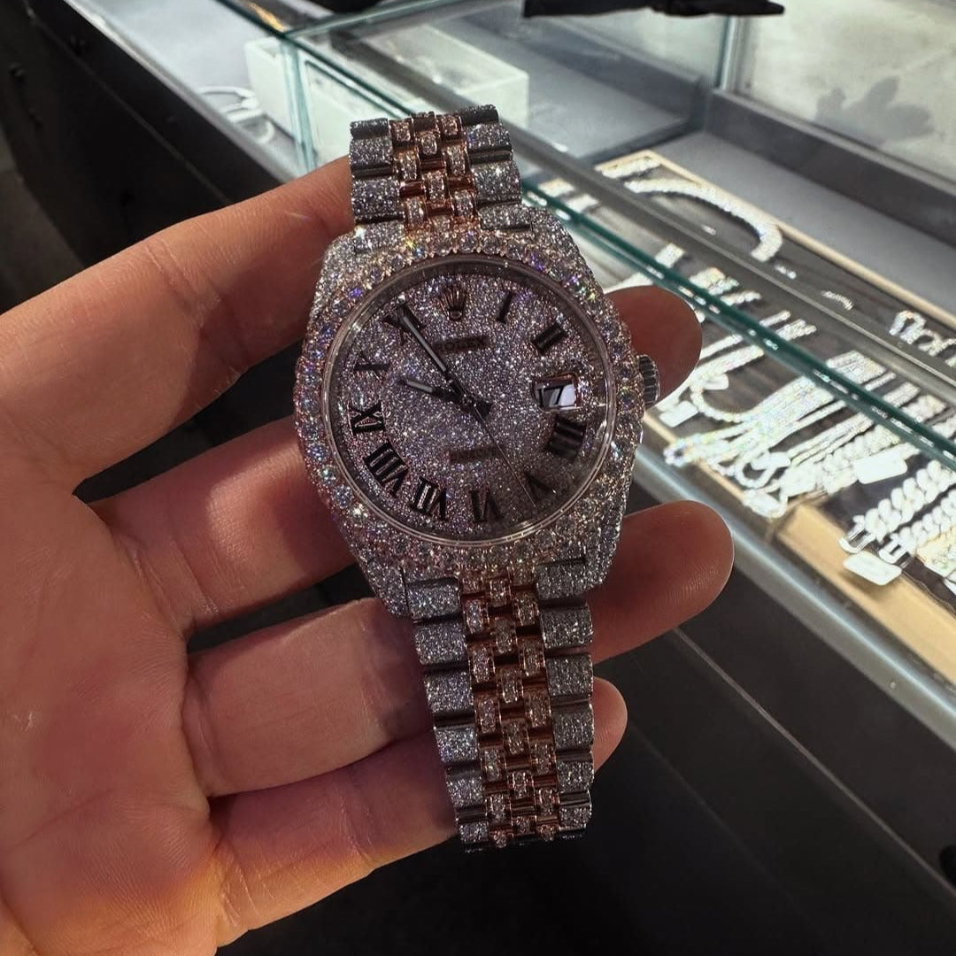 Rolex Date-Just Moissanite Diamond Watch  W 243