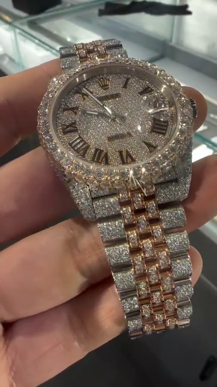 Rolex Date-Just Moissanite Diamond Watch  W 243