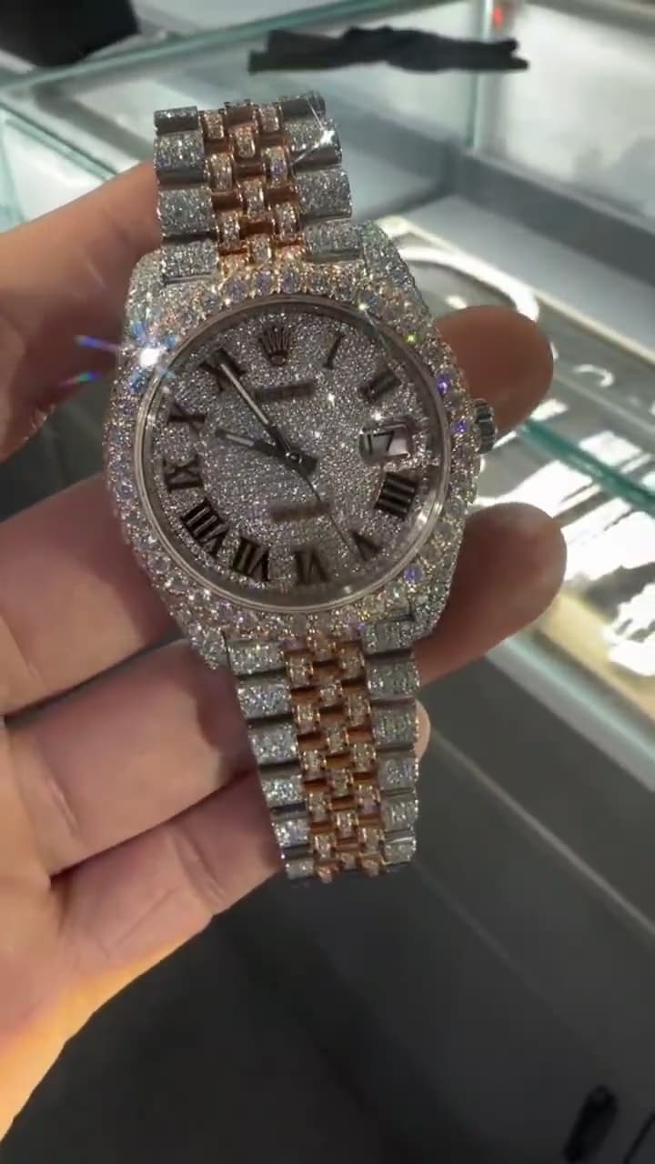 Rolex Date-Just Moissanite Diamond Watch  W 243