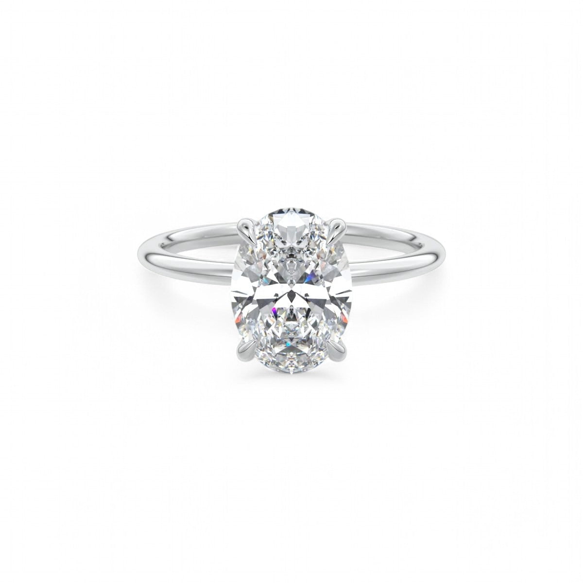 Certified 1.30Ct Oval cut Solitaire Lab Grown Diamond Engagement Ring in 14k White Gold