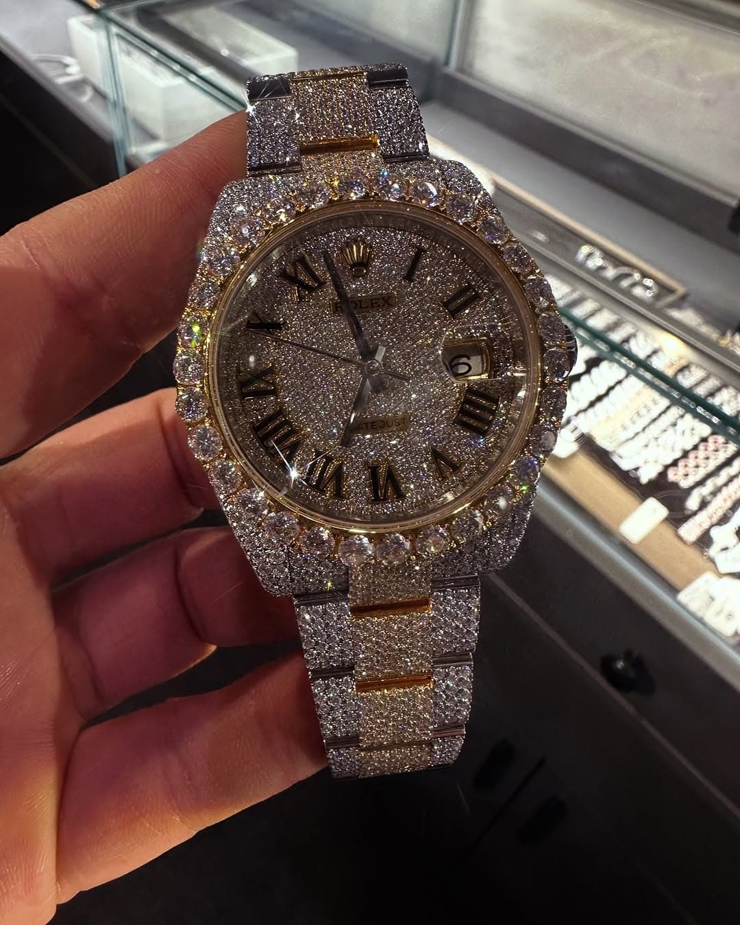 Rolex Date-Just Moissanite Diamond Watch  W 244