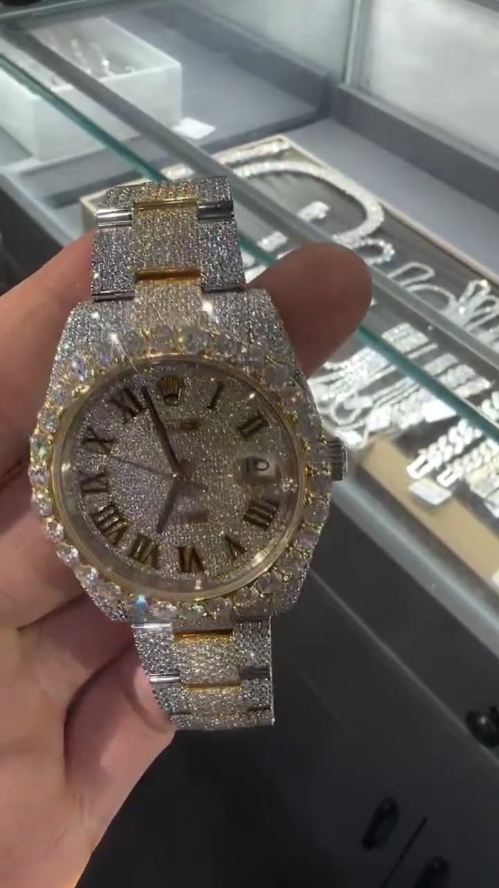 Rolex Date-Just Moissanite Diamond Watch  W 244