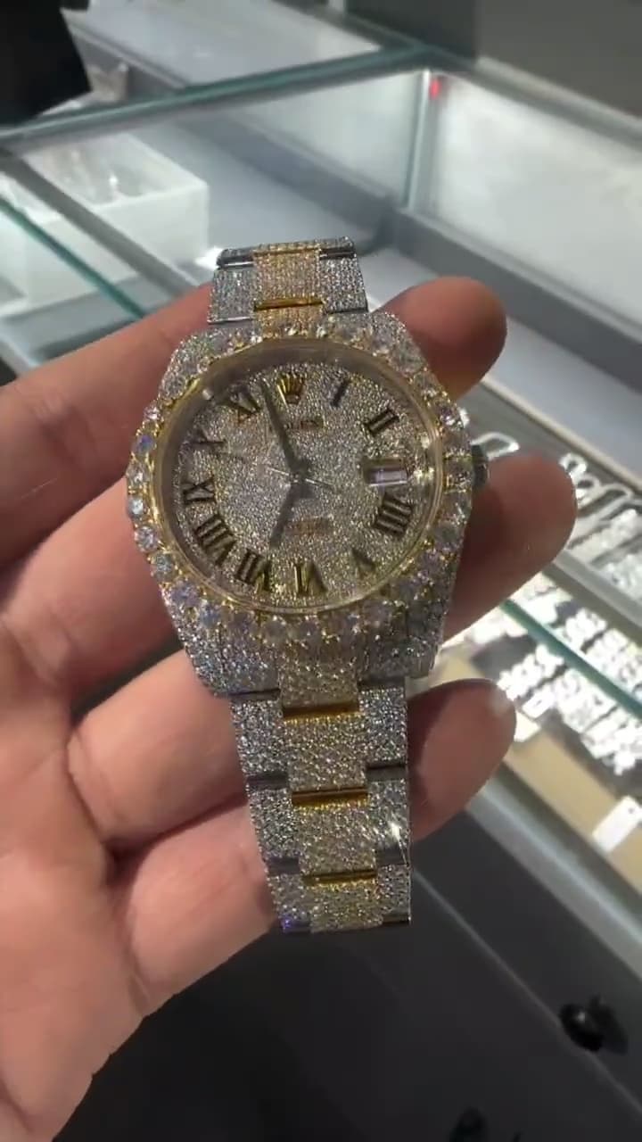 Rolex Date-Just Moissanite Diamond Watch  W 244