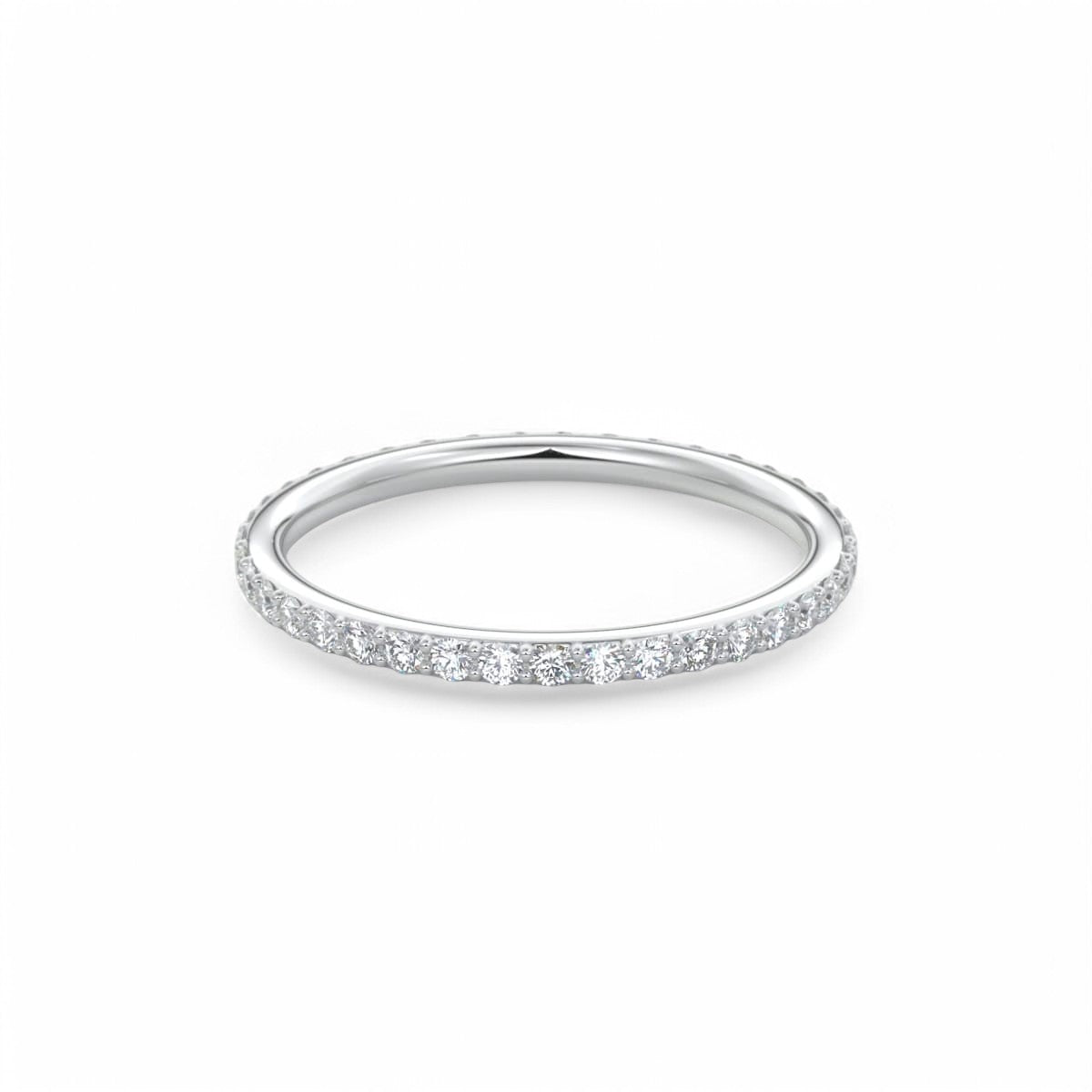 E/VS 0.350 Carat Pave Moissanite Eternity Wedding Ring 14K White Gold