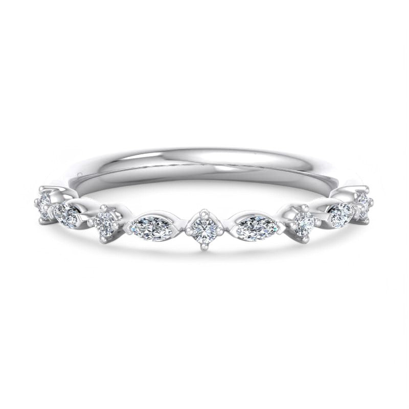 0.250ct Marquise With Round Brilliant Cut Moissanite Wedding Band