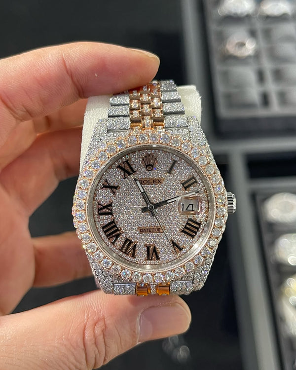 Rolex Date-Just Moissanite Diamond Watch  W 252