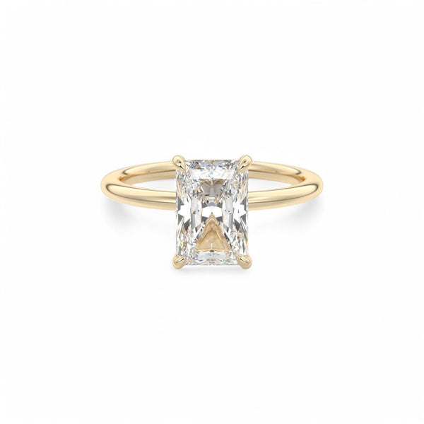 F/VS 1.00Ct Radiant Cut Solitaire Lab Grown Diamond Engagement Ring in 14k Yellow Gold