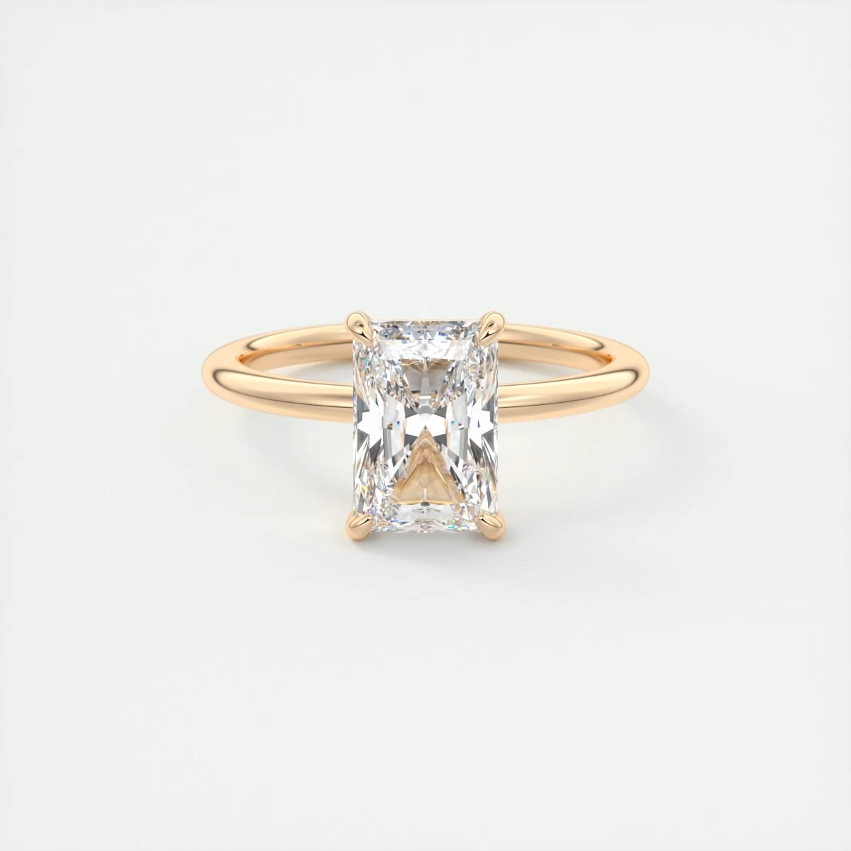 F/VS 1.00Ct Radiant Cut Solitaire Lab Grown Diamond Engagement Ring in 14k Yellow Gold