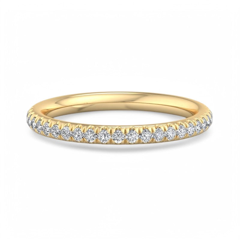 E/VS 1/4 Carat Pave Lab Grown Diamond Eternity Wedding Ring 14K Yellow Gold