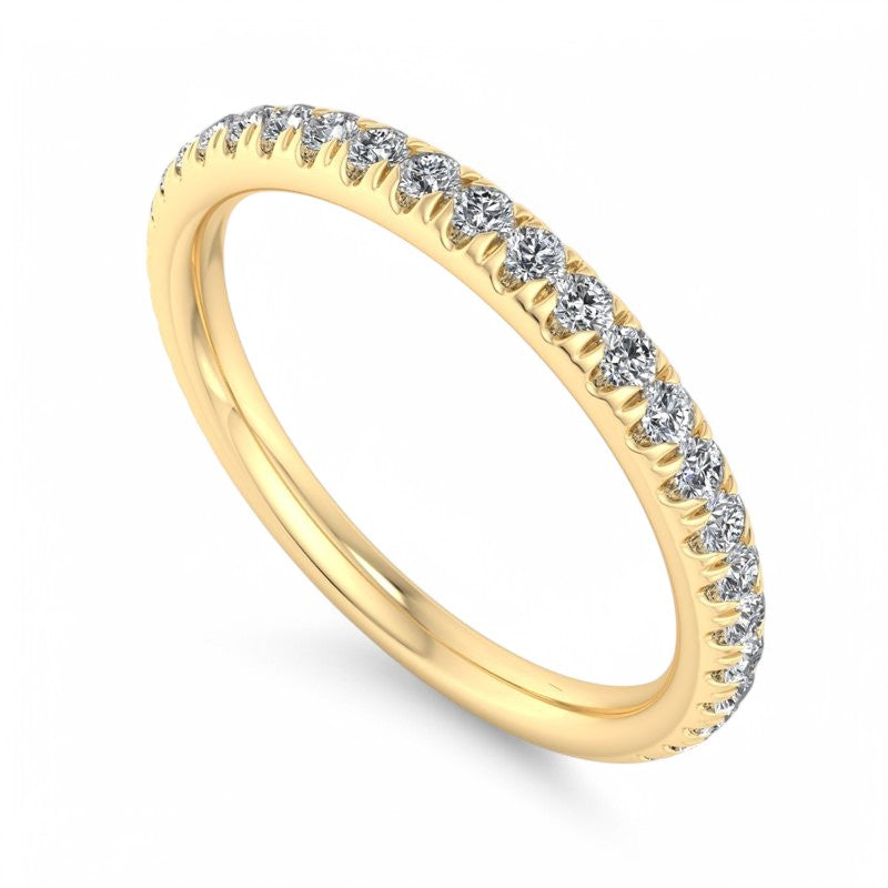 E/VS 1/4 Carat Pave Lab Grown Diamond Eternity Wedding Ring 14K Yellow Gold