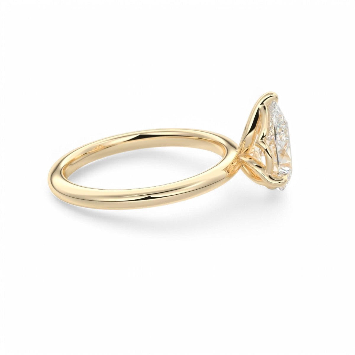 F/VS1 2.00 Ct Pear cut Solitaire Lab Grown Diamond Engagement Ring 14k Yellow Gold