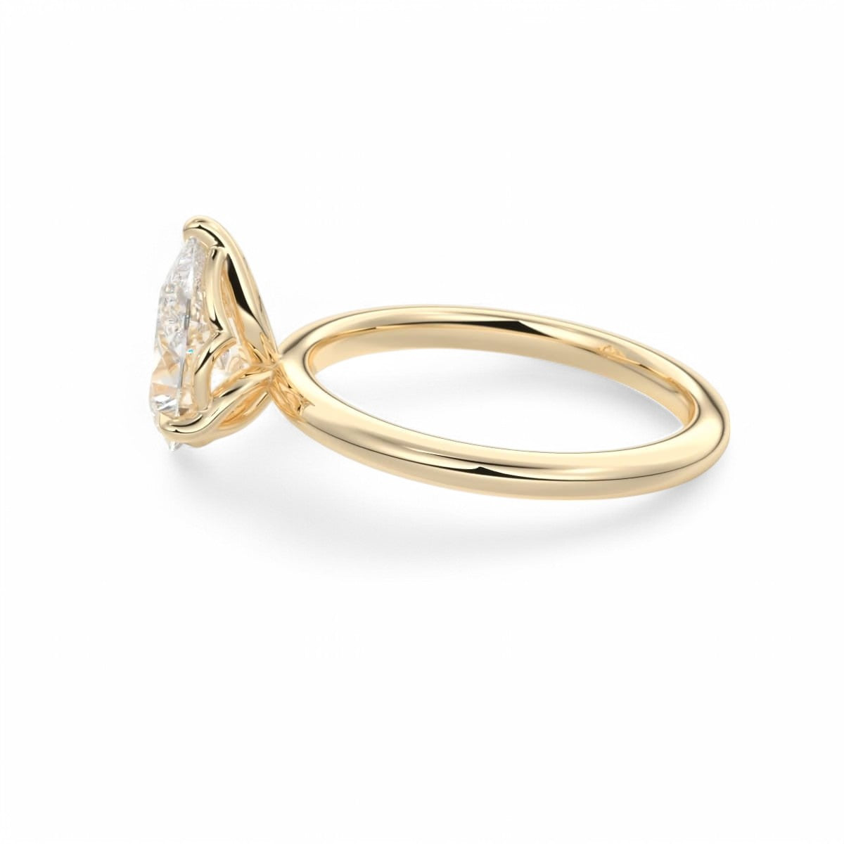 F/VS1 2.00 Ct Pear cut Solitaire Lab Grown Diamond Engagement Ring 14k Yellow Gold