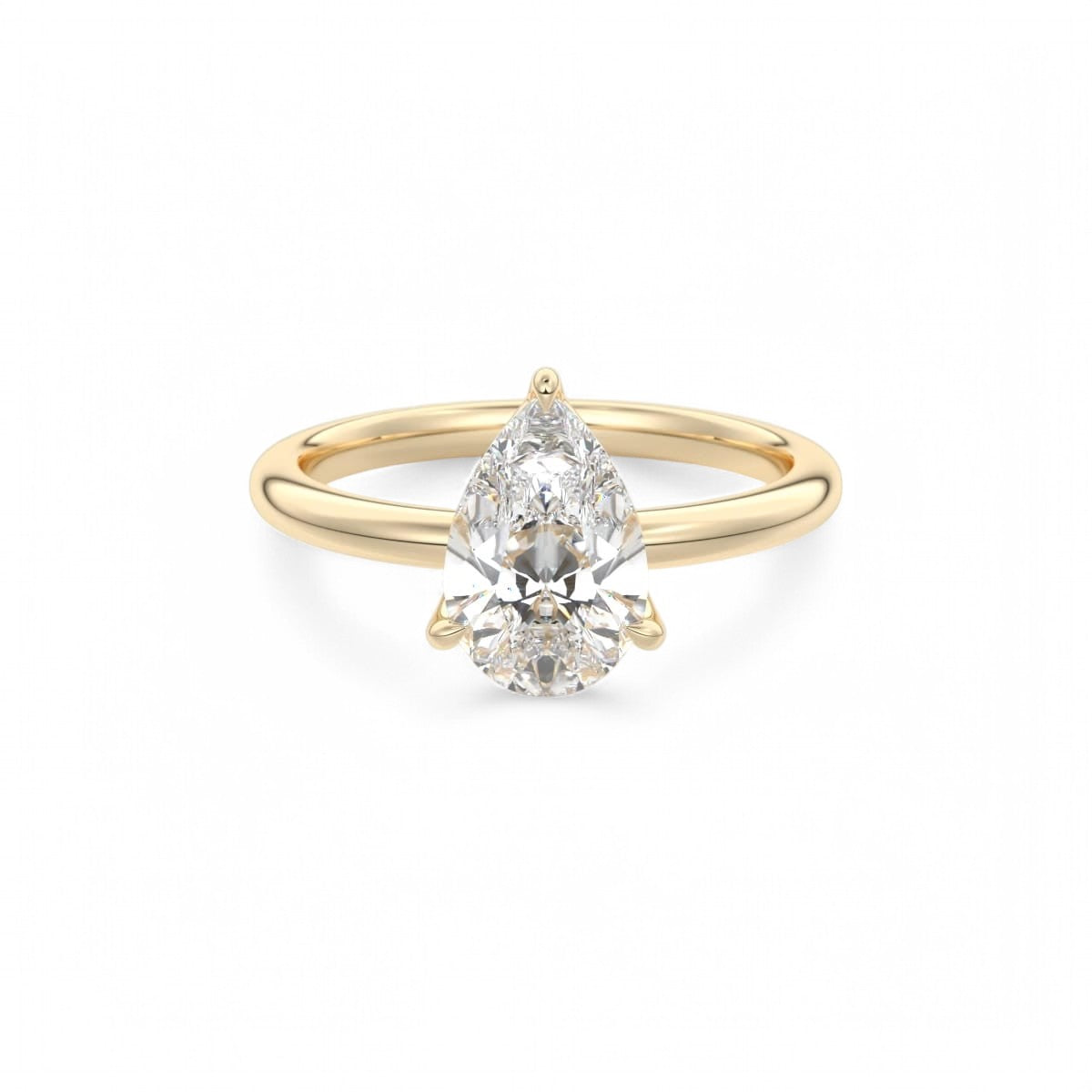 F/VS1 2.00 Ct Pear cut Solitaire Lab Grown Diamond Engagement Ring 14k Yellow Gold