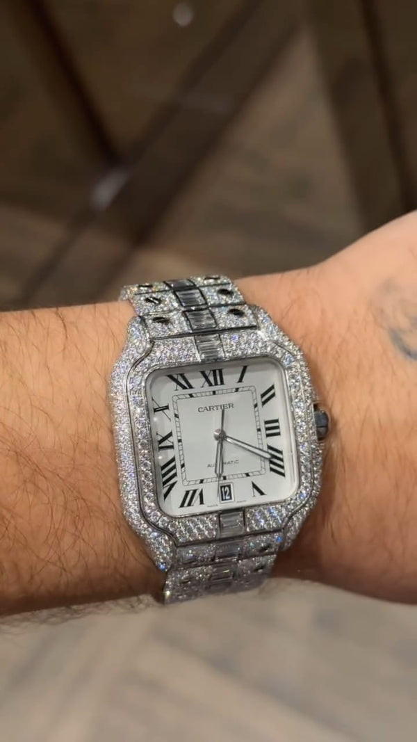 Cartier Santos Moissanite Diamond Watch | Moissanite watch | diamond watch | W 259