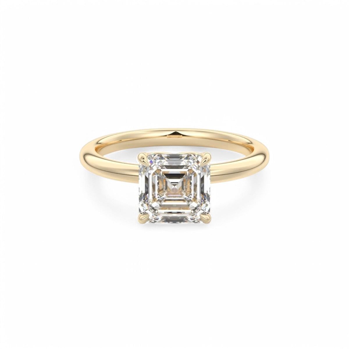 1.50Ct Asscher Cut Lab Grown Diamond Engagement Ring in 14k Yellow Gold