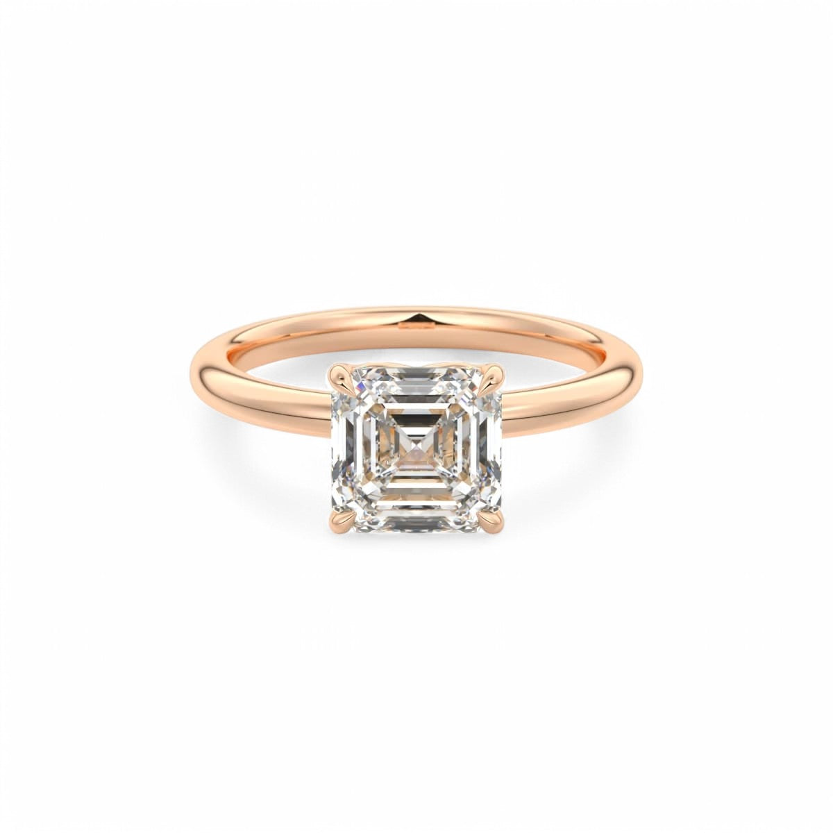 1.50Ct Asscher Cut Lab Grown Diamond Engagement Ring in 14k Yellow Gold