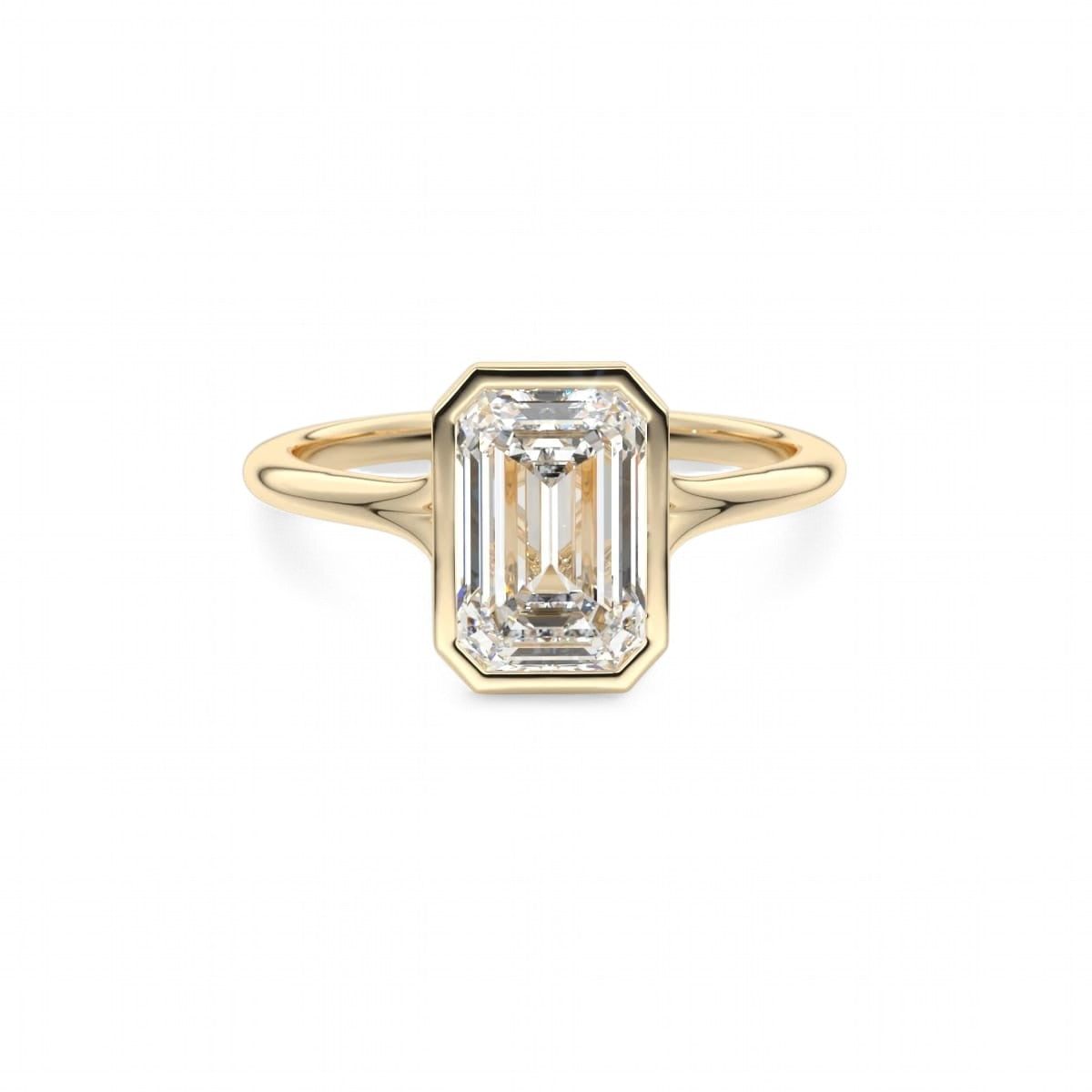 2.00CT Emerald Cut Lab Grown Diamond Solitaire Ring Bezel Setting